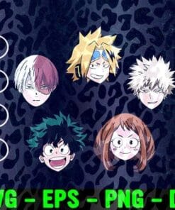 Hero Academia 5 characters, Izuku Midoriya, Daiki Yamashita, Katsuki Bakugou, Ochako Uraraka, Tenya Iida Layered Svg Eps Png Dxf