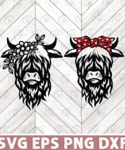 Highland Cow, Cow , Heifer, Cow Head, Cow Face, Cow with Flowers, Cute Cow, Cow Couple Layered Svg, Svg Eps Png Dxf