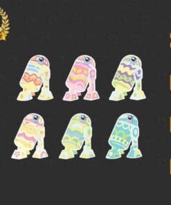 Hippie Star Wars R2-D2, Pastel Easter Eggs, Bright Pastel Colors, SVG PNG DXF, EPS, PDF