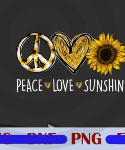 Hippie Sunflower Peace Love Sunshine Sublimation Png Digital Download, Sunflower Png sunflower Hippie Design, Customizable Png