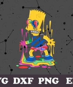 Hippie Trippy Bart Simpsons, Trippy Cartoon, Trippy Simpson Painting, Hippie Simpson, SVG PNG DXF, EPS, PDF