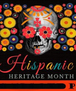 Hispanic pattern skull, National Hispanic Heritage Month, Spain, Mexico, The Caribbean, Central and South America Language Culture Customizable PNG