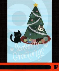 Holiday Tree Cats - Seasons Greetings, Merry Christmas, Christmas Day, Christmas Cat Customizable PNG
