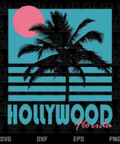 Hollywood Florida Summer Vintage Souvenirs Layered Svg, Svg Eps Png Dxf