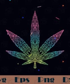 Hologram Tribal Cannabis, Cannabis Weed Leaf Tribal Marijuana Smoking, Boho Hemp Pot Mary Jane, Layered SVG, DXF, PNG, EPS
