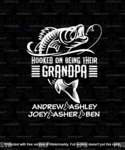 Hooked On Being Their Grandpa Svg, Love Fishing Svg, Fishing Svg, Layered Svg, Svg Eps Png Dxf