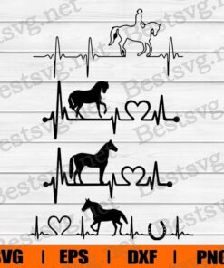 Horse Heartbeat Bundle , Horse Lover, Animal Lover, Svg Eps Png Dxf