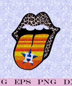 Houston Astros Tongue Leopard Lips, Cheetah Mouth, Rolling Stone Lip, Lips with Tongue Out, Baseball team,SVG PNG DXF, EPS, PDF