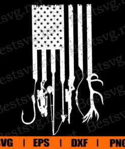 Hunting And Fishing American Flag , American Flag , Hunting Fishing Flag , Fishing Hook , Fishing Lover , Svg Eps Png Dxf