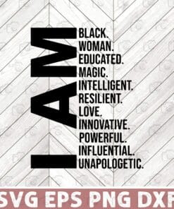 I Am Black Woman, Black History Month, Educated Black Girl,African American, Black Power, Black Lives Matter Layered Svg, Svg Eps Png Dxf