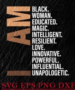 I Am Black Woman Educated Melanin Black History, African American, Black History Month, American Melanin Layered Svg,Svg Eps Png Dxf