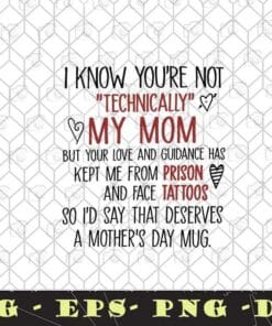 I Know You're Not Technically My Mom But Your Love And Guidance Has Kept Me From Prison, Mother's Day Gift, Gift for Mom, Layered Svg Eps Png Dxf