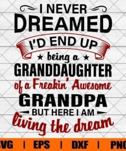 I Never Dreamed I'd End Up Being A Granddaughter Of A Freakin Awesome Grandpa, Gift for Grandpa, Grandpa Gift, Family Gift, Layered Svg Eps Png Dxf
