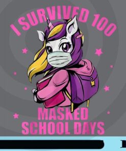 I Survived 100 Masked School Days Shirt, Kids Virtual School Customizable Png