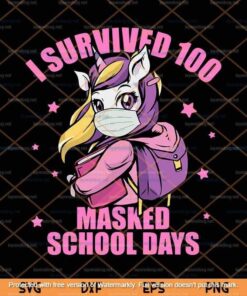 I Survived 100 Masked School Days Svg, Kids Virtual School Svg Customizable Layered Svg, Svg Eps Png Dxf