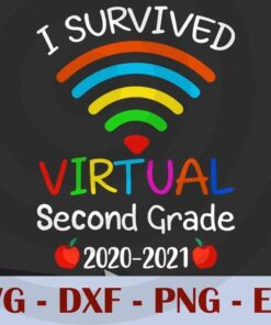 I Survived Virtual Second Grade 2020 2021 School , Customizable Layered Svg, Svg Eps Png Dxf