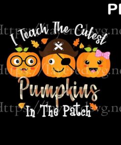 I Teach The Cutest Pumpkins In The Patch Teacher Fall Season Retro Vintage Halloween Art Customizable PNG