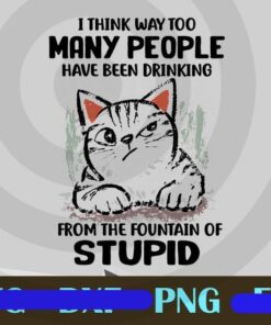 I Think Way To Many People Have Been Drinking From The Fountain Of Supid, Funny Cat, Love Cat, Funny Saying, Customizable PNG
