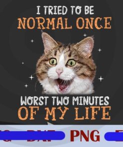 I Tried To Be Normal Once Worst Two Minutes Of My Life, Sarcastic Witty Humor Quote, funny Humor Cat, Anti Social Weird, Customizable PNG