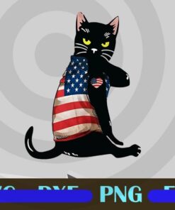 I'm Vaccinated Black Cat, America Flag, Funny Cat, Vaccination, Corona Vaccine, Cat Tattoo, Customizable PNG