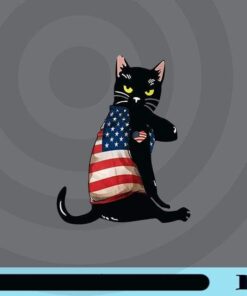 I'm Vaccinated Black Cat, America Flag, Funny Cat, Vaccination, Corona Vaccine, Cat Tattoo, Customizable Png