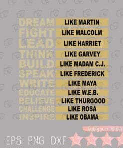 Influential Inspirational Black History Leaders, Dream Like Martin, Black Lives Matter Black History Rosa Parks Harriet Tubman, black people, SVG PNG DXF, EPS, PDF