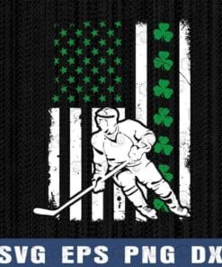 Irish, American Flag, Lucky Hockey, St. Patrick's Day Gift, Ice Hockey, Hockey Lovers, Shamrock, Patricks Day Layered Svg Eps Png Dxf