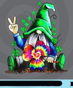 Irish Hippie Gnome, Holding Clover, Gnome Peace, Gnome,St Patrick's Day Customizable Png