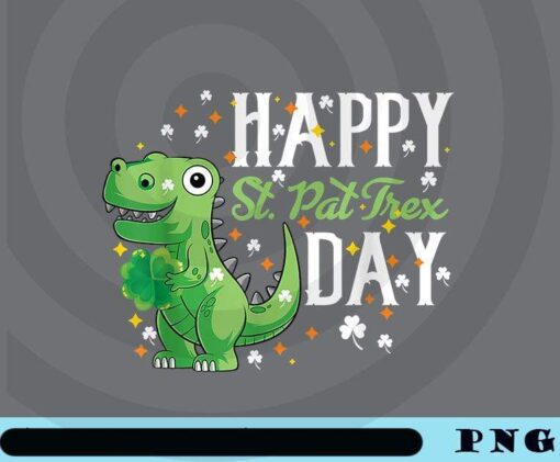 Irish Trex Dino St Patricks Day Shirt Kids Toddler Boys gift, Happy St.Pat Trex Day, Four Leaf Grass, Pretty Crocodile, Customizable Png