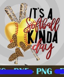 It's A Softball Kinda Day, Softball Lovers, Softball Player Gift, Leopard Heart, Customizable PNG