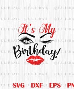 Its my birthday day, Lips, eyelashes, Eye blinking, Happy birthday Layered Svg Eps Png Dxf
