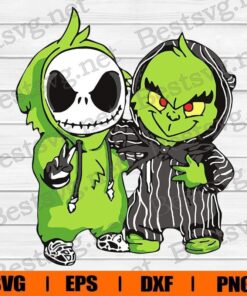Jack Skellington And Grinch , Grinch Lover , Jack Skellington , The Nightmare Before Christmas, It Lover , Disney Lover , The Grich Cartoon, Disney Cartoon, Svg Eps Png Dxf