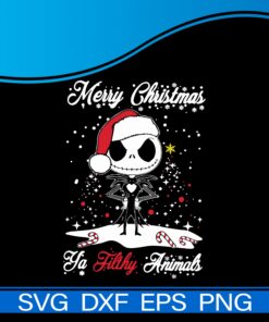 Jack Skellington, Ya Filthy Animals, Jack Skellington Christmas, Merry Christmas, Layered SVG, DXF, PNG, EPS
