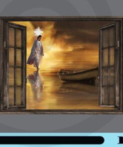 Jesus - Through the windows Canvas, God Walking On Water Surface, Christian, Christian Gifts, Customizable Png