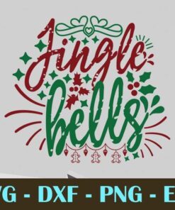 Jingle bells Christmas Day Customizable Layered Svg, Svg Eps Png Dxf