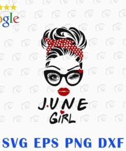 June Girl, Messy Bun Girl, Girl With Headband, Sunglasses, Polka Dots Headband, Eye Wink Girl, June Birthday, Layered Svg Eps Png Dxf