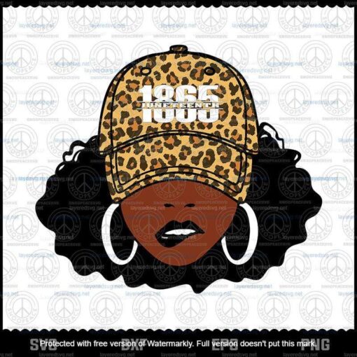 Juneteenth Black Girl Leopard Cap Svg, Freedom Day, Juneteenth Svg, BLM Svg, Equality Rights Svg, Black Pride Svg Layered Svg, Svg Eps Png Dxf