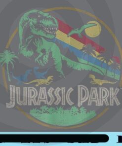 Jurassic Park, Retro Darken Color, Circle Logo Graphic, T Rex in Forest, Dinosaur Customizable Png