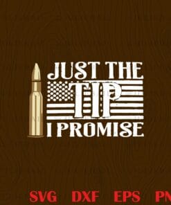 Just The Tip I Promise, American Flag, Gun Bullet, Gift For Army Soldier, Gift For Daddy, Gift For Police Officers Layered Svg, Svg Eps Png Dxf