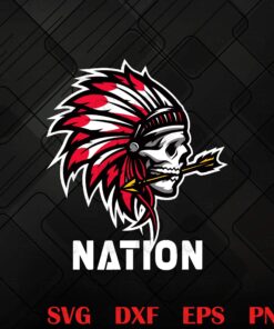 Kansas City Fan Gift, Cool Indian Chief Skull, Game Day Gear, Native, Nation Layered Svg, Svg Eps Png Dxf