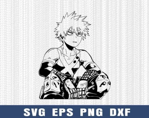 Katsuki Bakugo, Bakugou My Hero Academia, Cool Anime Boy, Bakugou Chibi Drawing Layered Svg Eps Png Dxf