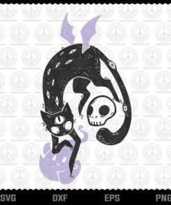 Kawaii Black Cat T-Shirt, Pastel Goth Soft Grunge Clothing Customizable Layered Svg, Svg Eps Png Dxf