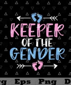 Keeper of the Gender, Cute Gender Reveal Baby Shower Design, Pink, Blue, Layered SVG, DXF, PNG, EPS