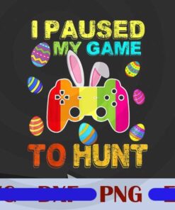 Kids I Paused My Game To Hunt Easter Bunny Gamer Kids Youth, Rainbow Color, Customizable Layered png