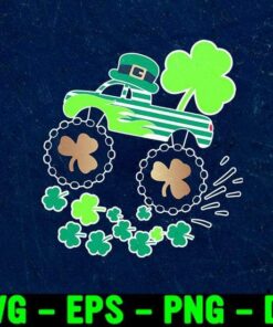 Kids St Patricks Day Funny Gift for Boys Leprechaun Monster Truck, St Patricks Day, Shamrock, Clover, Lucky Leaf Layered Svg Eps Png Dxf