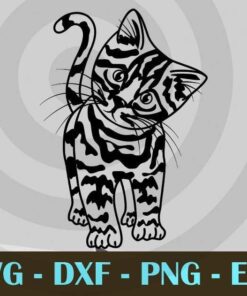 Kitten Cat cute cat mom cat dad cat lover pet lover Black Design Bundles Customizable Layered Svg, Svg Eps Png Dxf