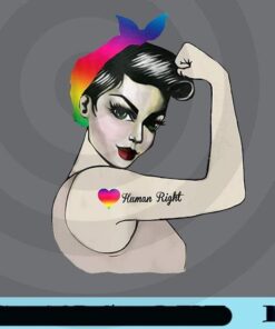 Lady Human Rights, LGBT Pride 2021, Gift for Women, Men, Strong Women, Rainbow Headband, Strong Customizable Png