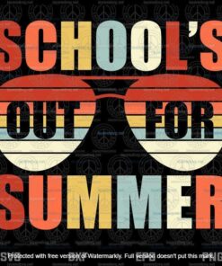 Last Day Of Schools Out For Summer ,Teacher Retro Vintage Customizable Layered Svg, Svg Eps Png Dxf