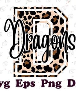 Leopard Dragons Mascot, Leopard D, Back To school, Teacher, School, Para School Nurse, Layered SVG, DXF, PNG, EPS