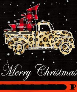 leopard plaid Truck With Merry Christmas Tree red plaid buffalo , Happy Christmas Christmas Truck X-mas, Christmas Day, Cute Christmas Gift, Customizable PNG